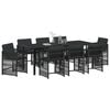 vidaXL Garten Essgruppe 9 pcs Schwarz Poly-Rattan