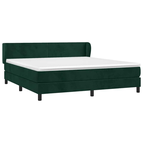 vidaXL Boxspringbett mit Matratze Dunkelgr&uuml;n 180x200 cm Samt
