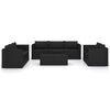 vidaXL 10-tlg. Garten-Lounge-Set mit Kissen Poly Rattan Schwarz