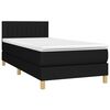 vidaXL Boxspringbett mit Matratze & LED Schwarz 100x200 cm Stoff