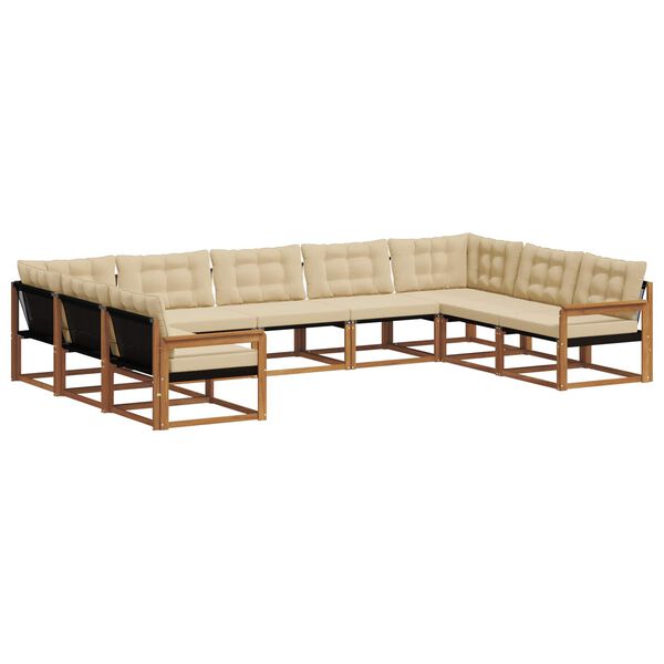 vidaXL Outdoor-Sofagarnitur mit Kissen 9 pcs Natur und Beige