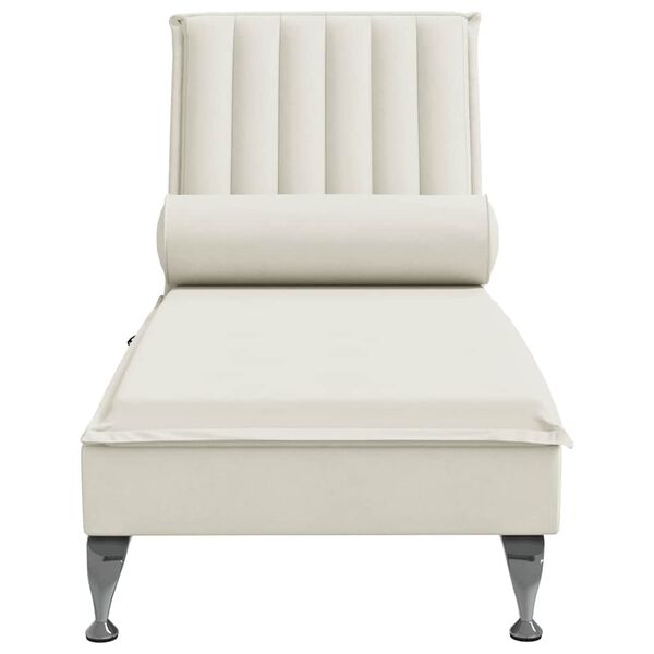 vidaXL Massage-Chaiselongue mit Nackenrolle Creme Samt