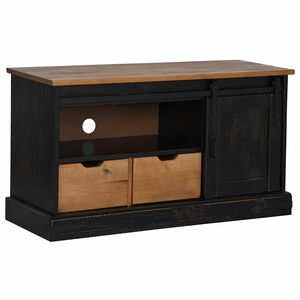 vidaXL TV-Schrank HALDEN mit Schiebet&uuml;r Schwarz 110x40x60cm Massivholz