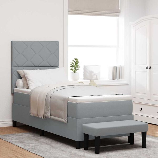 vidaXL Boxspringbett mit Matratze Hellgrau 80 x 200 cm Stoff