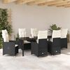 vidaXL Garten Essgruppe mit Kissen 7 pcs Schwarz Poly-Rattan