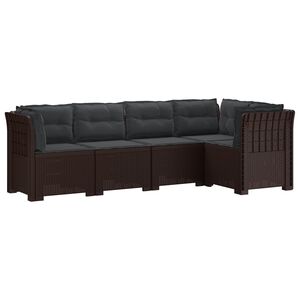 vidaXL 5-Sitzer Gartensofa mit Kissen Rattan-Look PP Braun