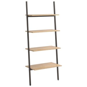 vidaXL Leiterregal mit 4 B&ouml;den Hellbraun und Schwarz 64x34x150,5 cm