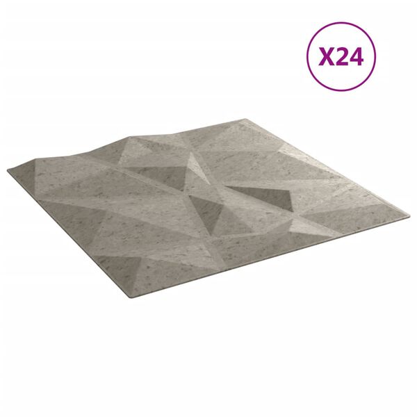 vidaXL Wandpaneele 24 Stk. Betongrau 50x50 cm XPS 6 m² Diamant