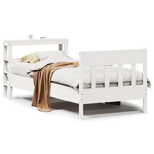 vidaXL Massivholzbett ohne Matratze Wei&szlig; 75x190 cm Kiefernholz