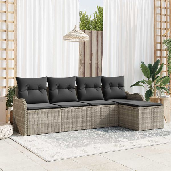vidaXL Gartensofa-set 5 pcs Hellgrau Poly-Rattan