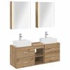vidaXL Badezimmerm&ouml;bel-Set 5 stk. Artisan-Eiche Ingenieurholz und Glas