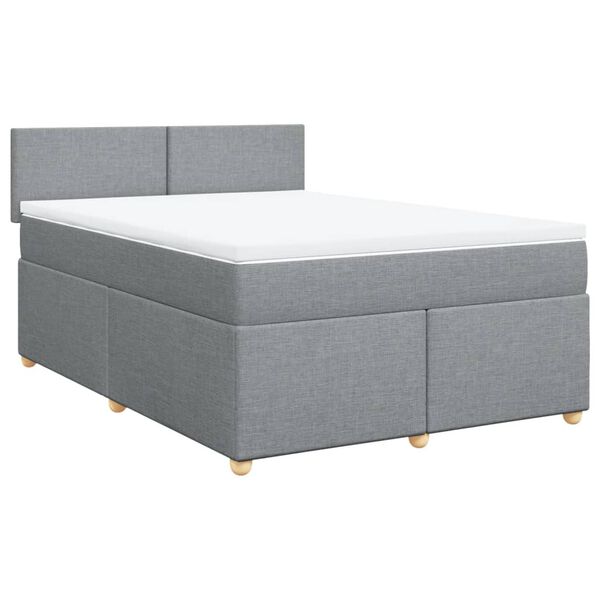 vidaXL Boxspringbett mit Matratze Hellgrau 140x200 cm Stoff