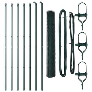 vidaXL Zaunpfosten Gr&uuml;n 10 x 1,4 m (13 mm Maschen) Stahl und PVC