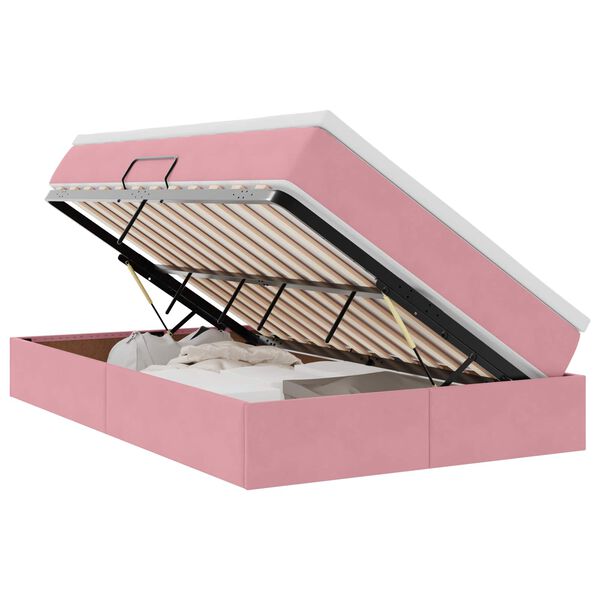 vidaXL Aufbewahrungsbett mit Matratze Rosa 120 x 200 cm Samt