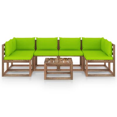 vidaXL 7-tlg. Garten-Lounge-Set aus Paletten mit Kissen Kiefernholz