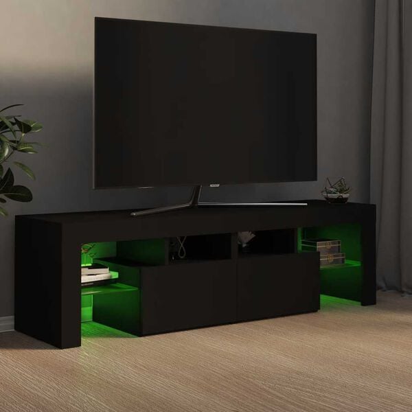 vidaXL TV-Schrank mit LED-Beleuchtung Schwarz 140x36,5x40 cm