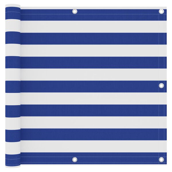 vidaXL Balkon-Sichtschutz Wei&szlig; und Blau 90x600 cm Oxford-Gewebe