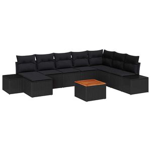 vidaXL Garten-Sofa-Set 9 pcs Schwarz