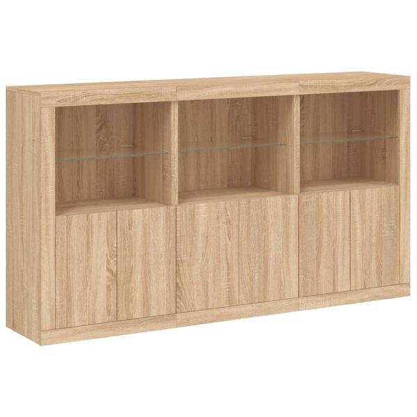 vidaXL Sideboard mit LED-Leuchten Sonoma-Eiche 181,5x37x100 cm