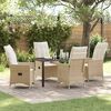 vidaXL Garten Essgruppe mit Kissen 5 pcs Beige Poly-Rattan