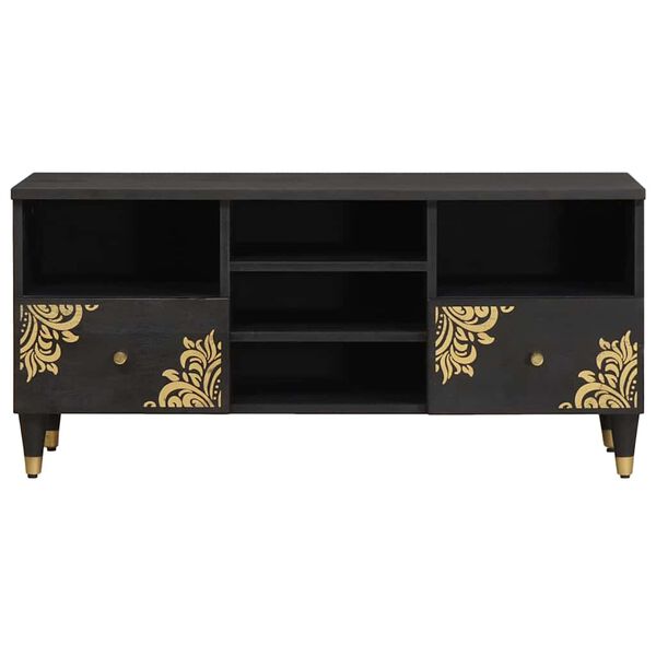 vidaXL TV-Schr&auml;nk mit Regal Schwarz 100 x 33 x 46 cm Massivholz Mango