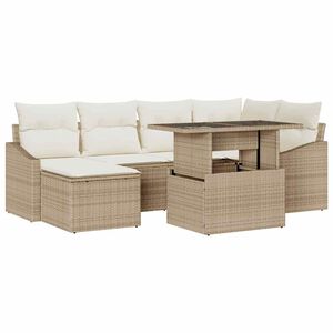 vidaXL Garten-Sofa-Set 7 stk. Beige und Creme