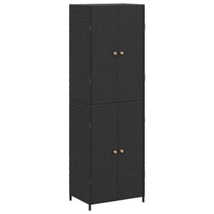 vidaXL Gartenschrank Schwarz 59x40x180 cm Poly Rattan