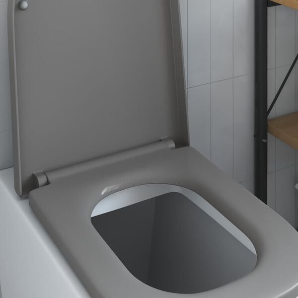vidaXL Schnellverschluss-WC-Sitz Grau 44,5 x 35 x 3,6 cm Duroplast
