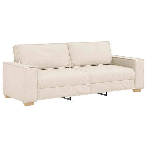 vidaXL 3-Sitzer-Sofa Beige 220 cm Leinenmischgewebe