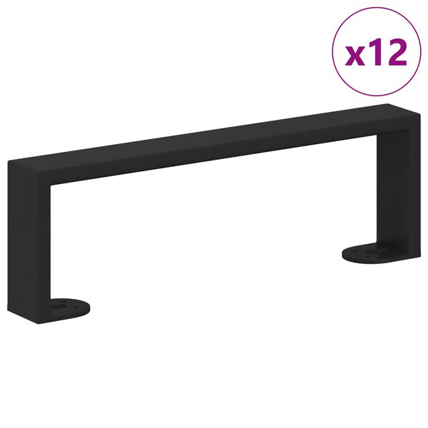 vidaXL M&ouml;belbeine 12 pcs Schwarz 31,1 x 4 x 10 mm Eisen