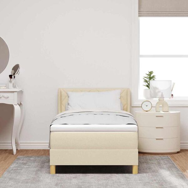 vidaXL Boxspringbett mit Matratze Creme 190 x 90 cm Polyester