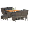 vidaXL 5-tlg. Garten-Sofagarnitur mit Kissen Grau Poly Rattan