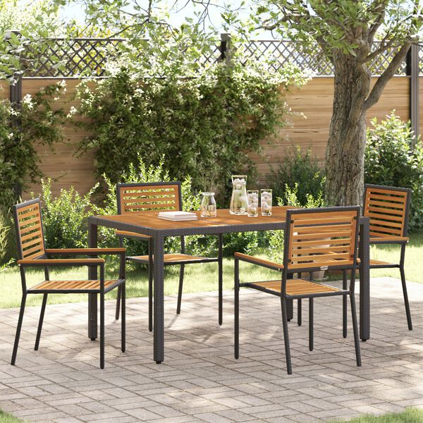 vidaXL Garten Essgruppe 5 pcs Schwarz und Braun Poly-Rattan