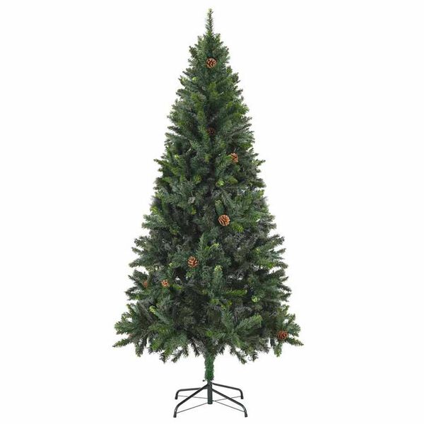 vidaXL K&uuml;nstlicher Weihnachtsbaum mit Beleuchtung Kugeln Zapfen 180 cm