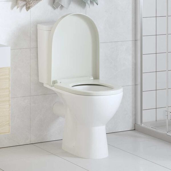 vidaXL Toilettensitz mit Absenkautomatik und Quick-Release Wei&szlig; Eckig