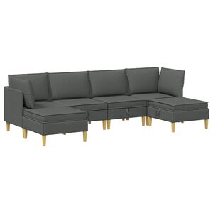 vidaXL Modular Sofa Set mit Stauraum 6 Stk. Dunkelgrau Stoff