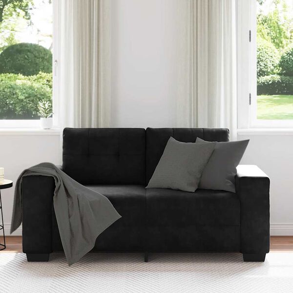 vidaXL Zweisitzer-Sofa Schwarz 120 cm Samt