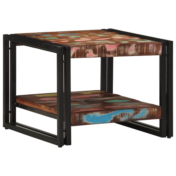 vidaXL Couchtisch Mehrfarbig 50x50x38 cm Altholz Massivholz