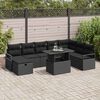 vidaXL Garten-Sofa-Set mit Kissen 9 pcs Schwarz Poly Rattan