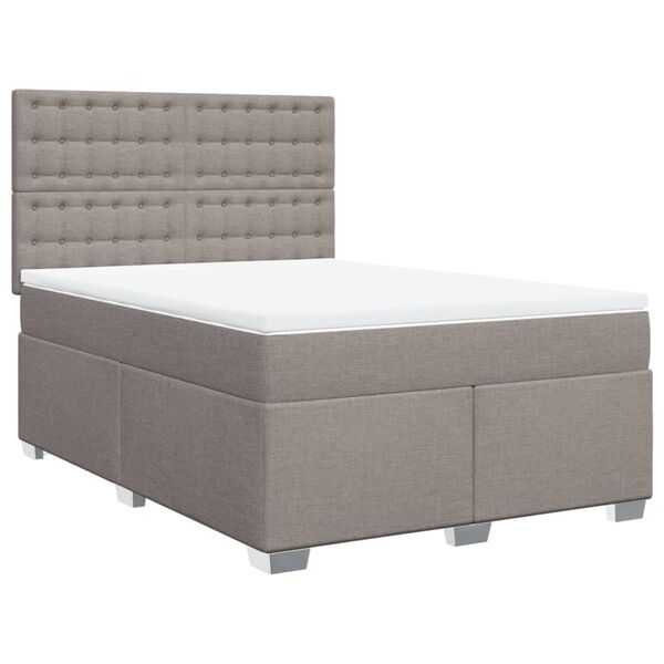 vidaXL Boxspringbett mit Matratze Taupe 140x190 cm Stoff