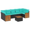 vidaXL 8-teiliges Gartensofa-Set mit Kissen, schwarzes Polyrattan