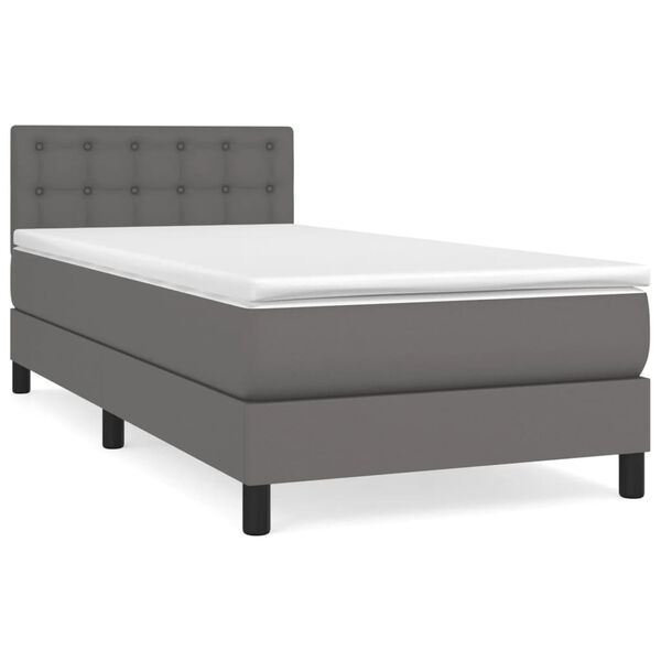 vidaXL Boxspringbett mit Matratze Grau 80x200 cm Kunstleder