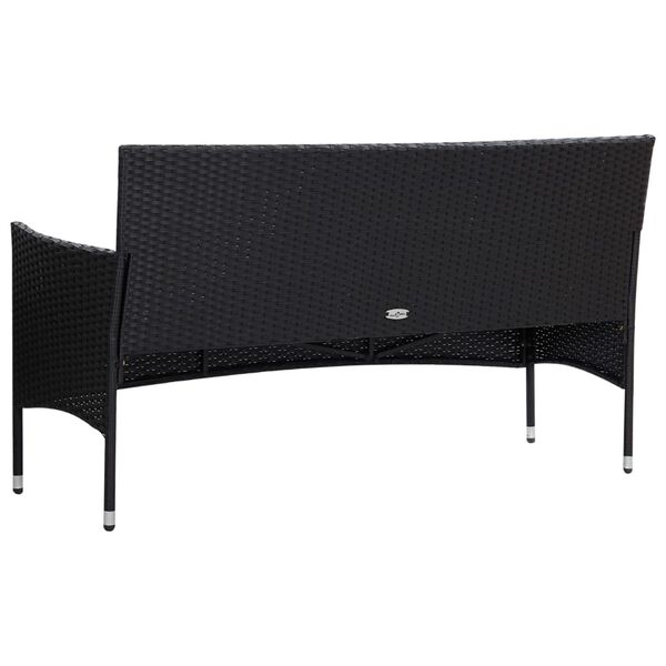 vidaXL 4-tlg. Garten-Lounge-Set mit Auflagen Poly Rattan Schwarz