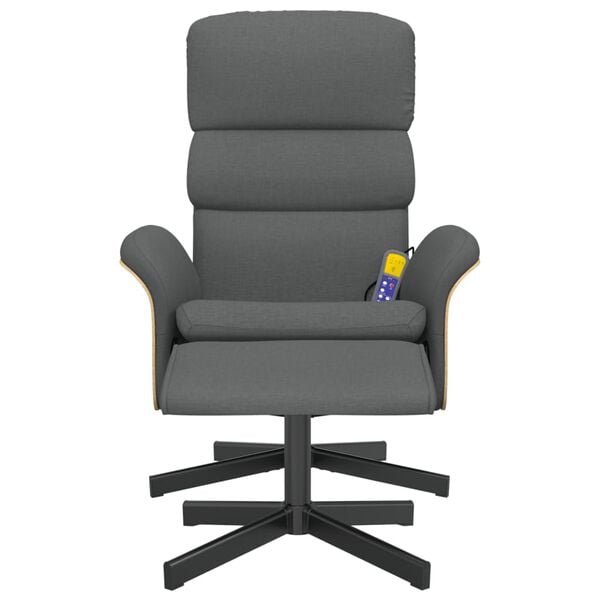 vidaXL Massagesessel mit Fu&szlig;hocker Dunkelgrau Stoff