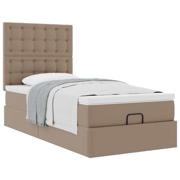 vidaXL Ottoman-Bett mit Matratze Cappuccino-Braun 100x200cm Kunstleder