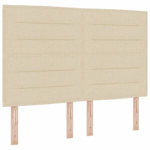 vidaXL Boxspringbett mit Matratze mit LED Creme 140 x 190 cm Stoff
