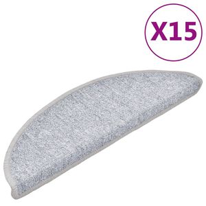 vidaXL 15 Stk. Treppenmatten Hellgrau 56 x 17 x 3 cm