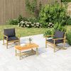 vidaXL 3-tlg. Garten-Lounge-Set mit Dunkelgrauen Kissen Bambus