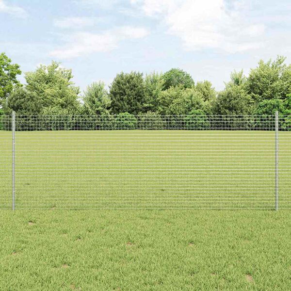 vidaXL Zaun mit Pfosten Silber 0,8 x 25 m Stahl