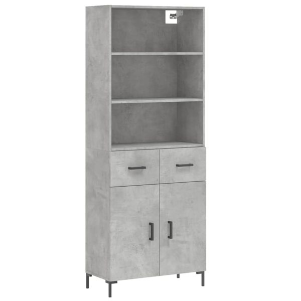 vidaXL Highboard Betongrau 69,5x34x180 cm Holzwerkstoff